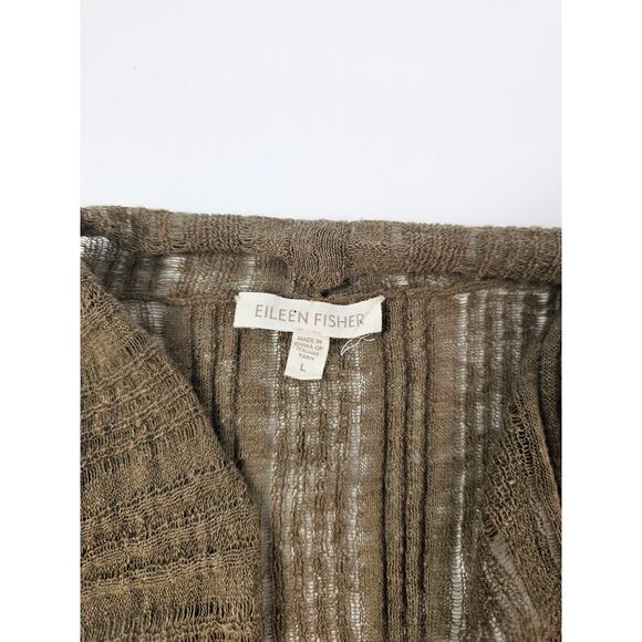 Eileen fisher linen blend Italian yarn cardigan green open jacket EUC size L ^ - Picture 3 of 7